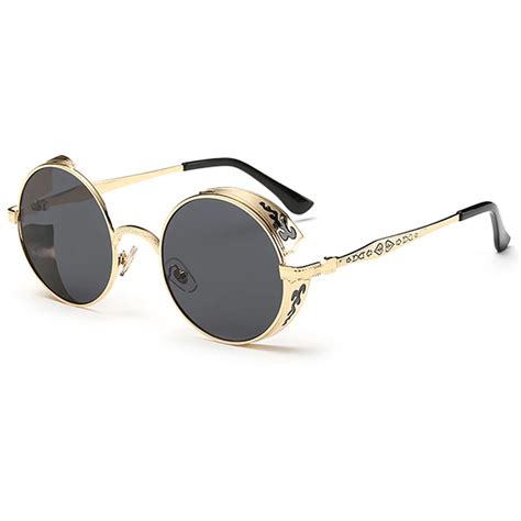 round metallic sunglasses high quality